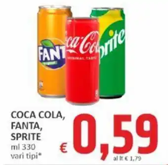 COCA COLA, FANTA, SPRITE ml 330 vari tipi