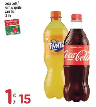 Crai Coca Cola/ Fanta/Sprite vari tipi cl 66 offerta