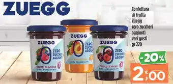 Crai Confettura di Frutta Zuegg zero zuccheri aggiunti vari gusti gr 220 offerta