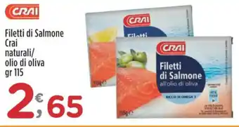 Crai Filetti di Salmone Crai naturali/ olio di oliva gr 115 offerta