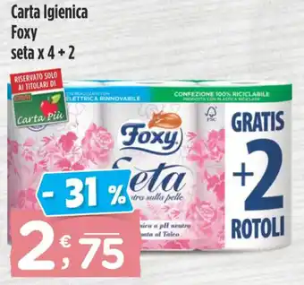 Crai Carta Igienica Foxy seta x 4+2 offerta