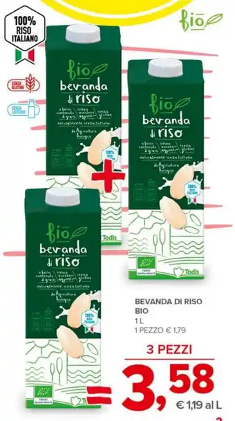Todis BEVANDA DI RISO BIO 1L offerta
