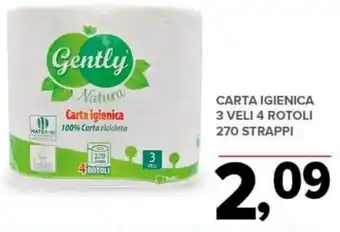 Todis CARTA IGIENICA 3 VELI 4 ROTOLI 270 STRAPPI offerta
