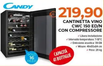 Todis CANTINETTA VINO CWC 150 ED/N CON COMPRESSORE offerta