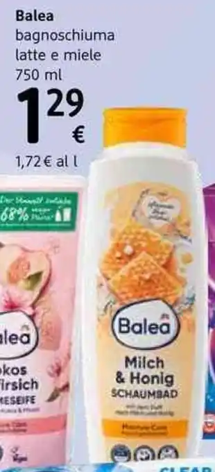 dm drogerie markt Balea bagnoschiuma latte e miele 750 ml offerta