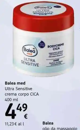 dm drogerie markt Balea med Ultra Sensitive crema corpo CICA 400 ml offerta