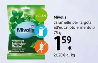 dm drogerie markt Mivolis caramelle per la gola all'eucalipto e mentolo 75 g offerta
