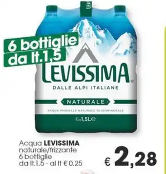 Despar Acqua LEVISSIMA naturale/frizzante 6 bottiglie da It.1,5 offerta