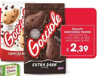 Despar Biscotti GOCCIOLE PAVESI con gocce di cioccolato gr.500/ extra dark gr.400 offerta