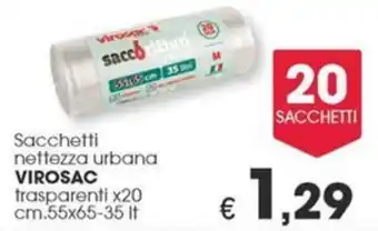 Despar Sacchetti nettezza urbana VIROSAC trasparenti x20 cm.55x65-35 It offerta