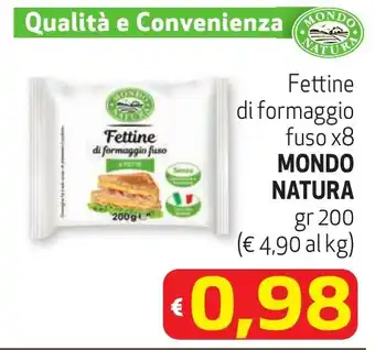 Eurospesa Fettine di formaggio fuso x8 MONDO NATURA gr 200 offerta