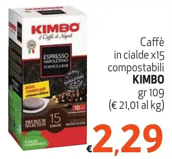 Eurospesa Caffè in cialde x15 compostabili KIMBO gr 109 offerta