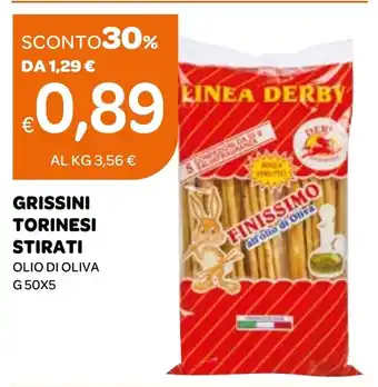 Ekom GRISSINI TORINESI STIRATI OLIO DI OLIVA G 50X5 offerta