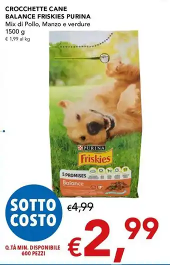 Migross Supermercati e Market CROCCHETTE CANE BALANCE FRISKIES PURINA Mix di Pollo, Manzo e verdure 1500 g offerta