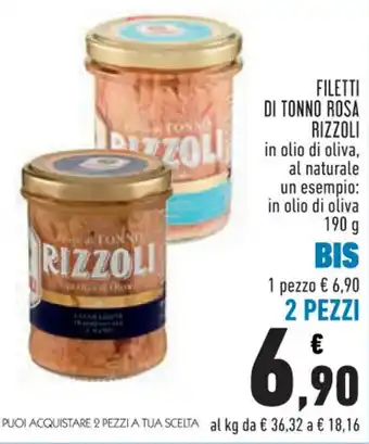 Conad Margherita FILETTI DI TONNO ROSA RIZZOLI in olio di oliva, al naturale un esempio: in olio di oliva 190g offerta
