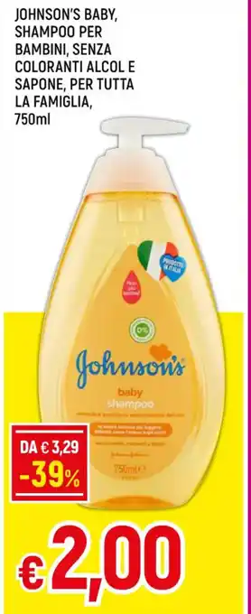 Famila JOHNSON'S BABY, SHAMPOO PER BAMBINI, SENZA COLORANTI ALCOL E SAPONE, PER TUTTA LA FAMIGLIA, 750ml offerta