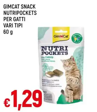 Famila GIMCAT SNACK NUTRIPOCKETS PER GATTI VARI TIPI 60 g offerta
