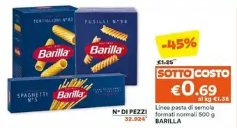 Unes Linea pasta di semola formati normali 500 g BARILLA offerta