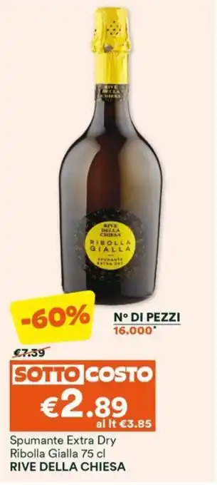 Unes Spumante Extra Dry Ribolla Gialla 75 cl RIVE DELLA CHIESA offerta