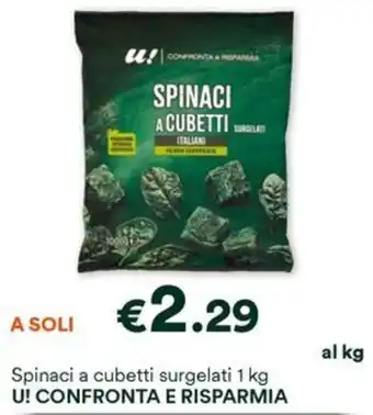 Unes Spinaci a cubetti surgelati 1 kg U! CONFRONTA E RISPARMIA offerta