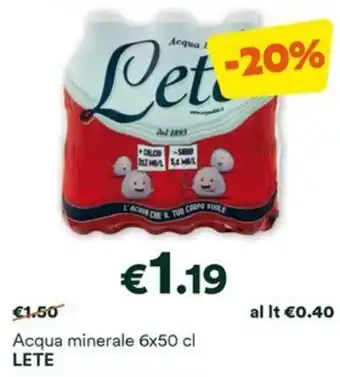 Unes Acqua minerale 6x50 cl LETE offerta