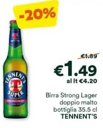 Birra Strong Lager doppio malto bottiglia 35.5 cl TENNENT'S