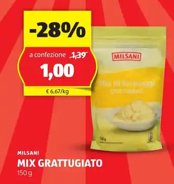 ALDI MILSANI MIX GRATTUGIATO 150 g offerta