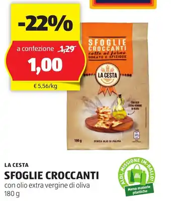 ALDI LA CESTA SFOGLIE CROCCANTI con olio extra vergine di oliva 180 g offerta