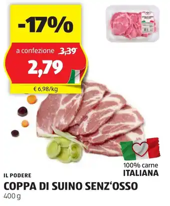 ALDI IL PODERE COPPA DI SUINO SENZ'OSSO 400 g offerta