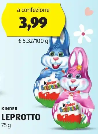 ALDI KINDER LEPROTTO 75 g offerta