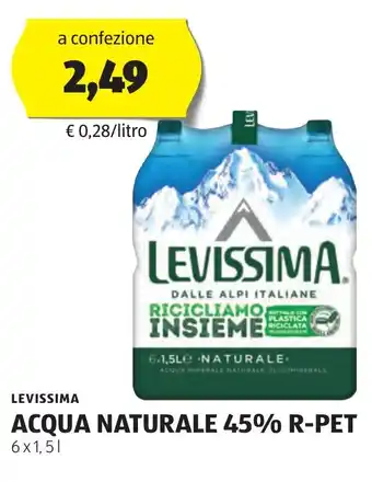 ALDI LEVISSIMA ACQUA NATURALE 45% R-PET 6x1,5 l offerta