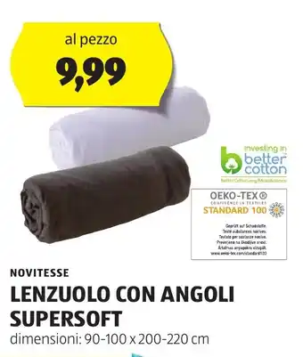 ALDI NOVITESSE LENZUOLO CON ANGOLI SUPERSOFT offerta