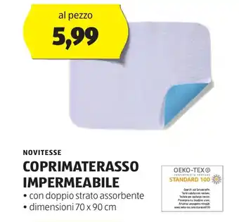 ALDI NOVITESSE COPRIMATERASSO IMPERMEABILE offerta