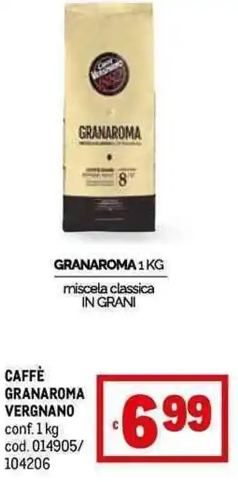 Metro CAFFE GRANAROMA VERGNANO conf. 1 kg offerta