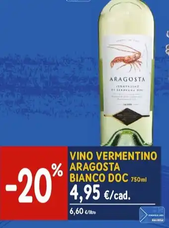 Sapore di Mare VINO VERMENTINO ARAGOSTA BIANCO DOC 750ml offerta