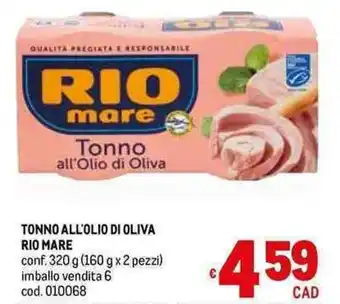 Metro TONNO ALL'OLIO DI OLIVA RIO MARE offerta
