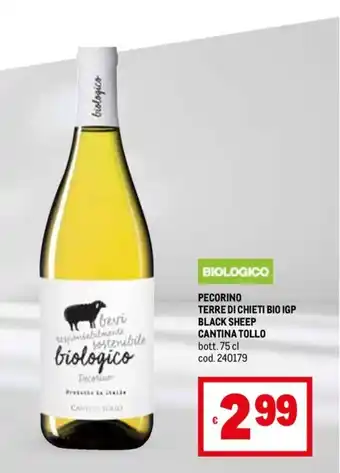 Metro PECORINO TERRE DI CHIETI BIO IGP BLACK SHEEP CANTINA TOLLO bott. 75 cl offerta