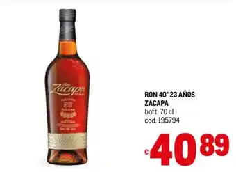Metro RON 40° 23 AÑOS ZACAPA offerta