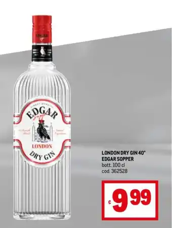 Metro LONDON DRY GIN 40° EDGAR SOPPER bott. 100 cl offerta