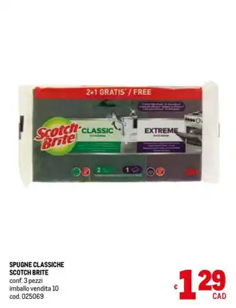 Metro SPUGNE CLASSICHE SCOTCH BRITE conf. 3 pezzi offerta