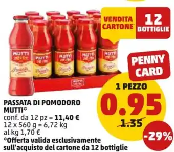 PENNY PASSATA DI POMODORO MUTTI offerta