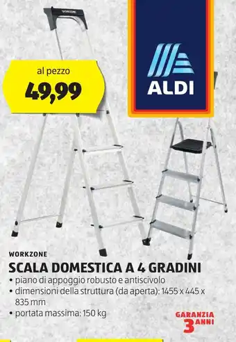 ALDI WORKZONE SCALA DOMESTICA A 4 GRADINI offerta