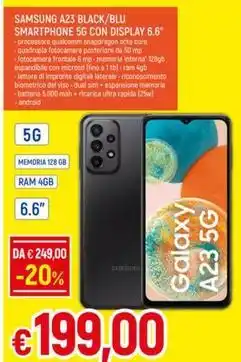 IperFamila SAMSUNG A23 BLACK/BLU SMARTPHONE 5G CON DISPLAY 6.6" offerta