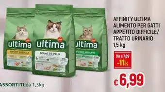 IperFamila AFFINITY ULTIMA ALIMENTO PER GATTI APPETITO DIFFICILE/ TRATTO URINARIO 1,5 kg offerta