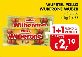 Coal WURSTEL POLLO WUBERONE WUBER x 3 g 250 offerta