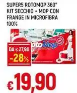 IperFamila SUPER5 ROTOMOP 360° KIT SECCHIO + MOP CON FRANGE IN MICROFIBRA 100% offerta