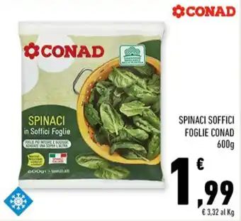 Conad SPINACI SOFFICI FOGLIE CONAD 600g offerta