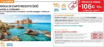 Eurospin Viaggi ISOLA DI CAPO RIZZUTO (KR) HOTEL IL CORSARO offerta