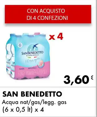 Iper Tosano SAN BENEDETTO Acqua nat/gas/legg. gas (6 x 0,5 lt) x 4 offerta