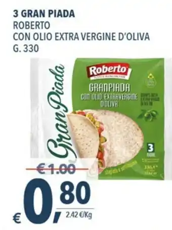 A&O Roberto 3 Grab Piada con Olio Extra Vergine d'Oliva 330g offerta